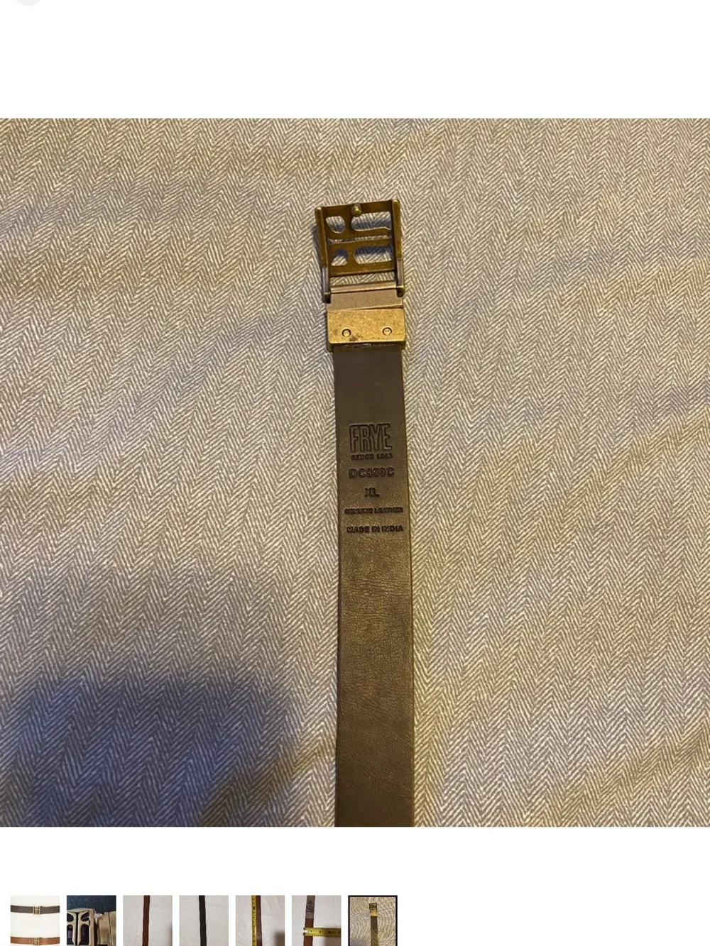Fry Reversible Leather Belt with Gold Logo Buckle — Dark Brown / Tan